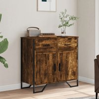 Product photograph of Kamas Wooden Sideboard With 2 Doors 2 Drawers In Smoked Oak from Furniture in Fashion