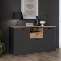 Product photograph of Kanata Wooden Sideboard With 3 Doors 1 Drawer In Grey And Oak from Furniture in Fashion