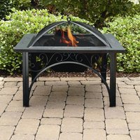 Product photograph of Karlstad Fax Stone Burning Fire Pit With Grilling In Black from Furniture in Fashion