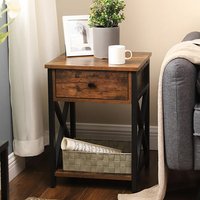 Product photograph of Kearney Wooden Industrial Bedside Cabinet In Rustic Brown from Furniture in Fashion