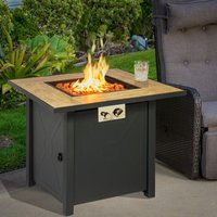 Product photograph of Kearney Metal Burning Fire Pit With Grilling In Black And Oak from Furniture in Fashion