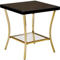 Product photograph of Kensick High Gloss Side Table With Gold Frame In Black from Furniture in Fashion
