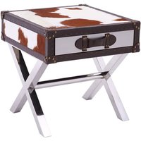 Product photograph of Kensick Wooden Side Table With 1 Drawers In Brown And White from Furniture in Fashion