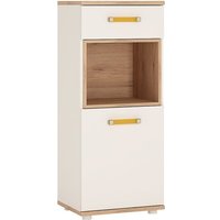 Product photograph of Kepo Wooden Narrow Storage Cabinet In White High Gloss And Oak from Furniture in Fashion