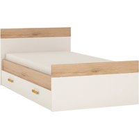 Product photograph of Kepo Wooden Single Bed With Drawer In White High Gloss And Oak from Furniture in Fashion