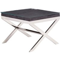 Product photograph of Kero Glass Top End Table With Cross Base In Black from Furniture in Fashion