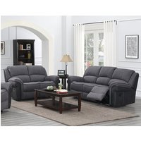 Product photograph of Kiel Manual Recliner Fabric 3 2 Sofa Set In Fusion Grey from Furniture in Fashion