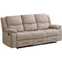 Product photograph of Kingsville Manual Recliner Fabric 3 Seater Sofa In Khaki from Furniture in Fashion