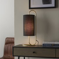 Product photograph of Kirkland Cylindrical Black Fabric Shade Table Lamp In Brass from Furniture in Fashion