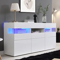 Product photograph of Kirsten High Gloss Sideboard In White With Led Lighting from Furniture in Fashion