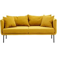 Product photograph of Koper Fabric 2 Seater Sofa In Yellow With Black Legs from Furniture in Fashion