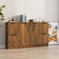 Product photograph of Krefeld Wooden Sideboard With 6 Doors In Smoked Oak from Furniture in Fashion