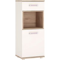 Product photograph of Kroft Wooden Narrow Storage Cabinet In White High Gloss And Oak from Furniture in Fashion