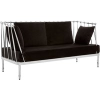 Product photograph of Kurhah Black Velvet 2 Seater Sofa With Silver Tapered Frame from Furniture in Fashion