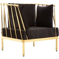 Product photograph of Kurhah Black Velvet Armchair With Gold Tapered Frame from Furniture in Fashion