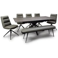 Product photograph of Lacole Extending Dining Table With 4 Nobo Chairs 1 Aara Bench from Furniture in Fashion