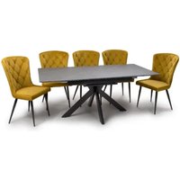 Product photograph of Lacole Extending Grey Dining Table With 8 Merill Mustard Chairs from Furniture in Fashion