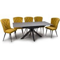 Product photograph of Lacole Extending Grey Dining Table With 8 Merill Mustard Chairs from Furniture in Fashion