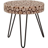Product photograph of Laconia Round Wooden Side Table With Hairpin Legs In Natural from Furniture in Fashion