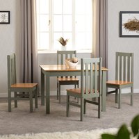 Product photograph of Ladkro Wooden Dining Table With 4 Chairs In Green And Oak from Furniture in Fashion
