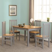 Product photograph of Ladkro Wooden Dining Table With 4 Chairs In Grey Slate And Oak from Furniture in Fashion