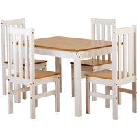 Product photograph of Ladkro Wooden Dining Table With 4 Chairs In White And Oak from Furniture in Fashion