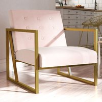 Product photograph of Ladson Velvet Bedroom Chair With Gold Metal Frame In Pink from Furniture in Fashion
