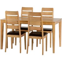 Product photograph of Ladson Wooden Dining Table With 4 Chairs In Oak And Brown from Furniture in Fashion