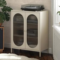 Product photograph of Lakes Metal Storage Cabinet 2 Fluted Glass Doors In Parchment from Furniture in Fashion