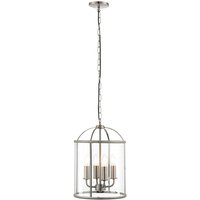 Product photograph of Lambeth 4 Lights Glass Ceiling Pendant Light In Satin Nickel from Furniture in Fashion