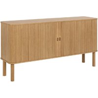 Product photograph of Lampe Wooden Storage Cabinet Wide With Sliding Doors In Oak from Furniture in Fashion