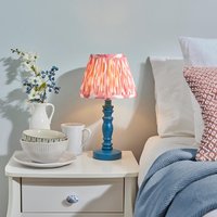 Product photograph of Laredo Coral Pink 20cm Shade Wood Table Lamp In Marlin Blue from Furniture in Fashion