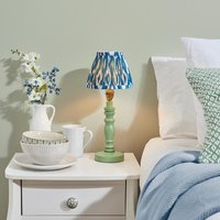 Product photograph of Laredo Marlin Blue 16cm Shade Wood Table Lamp In Cotswold Green from Furniture in Fashion