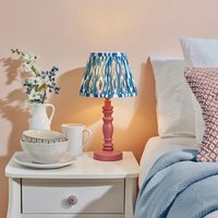 Product photograph of Laredo Marlin Blue 20cm Shade Wood Table Lamp In Pink Clay from Furniture in Fashion