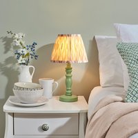 Product photograph of Laredo Neutral 20cm Shade Wood Table Lamp In Cotswold Green from Furniture in Fashion