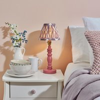 Product photograph of Laredo Pearl Grey 16cm Shade Wood Table Lamp In Pink Clay from Furniture in Fashion