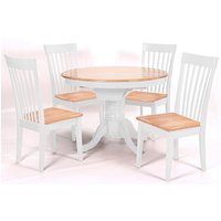 Product photograph of Larkin Wooden Extending Dining Set In Oak White With 4 Chairs from Furniture in Fashion