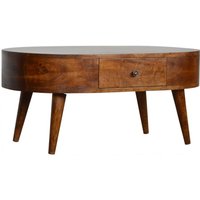 Product photograph of Laurel Wooden Circular Coffee Table In Chestnut With 2 Drawers from Furniture in Fashion