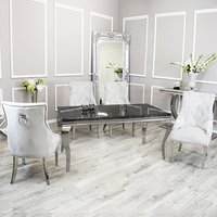 Product photograph of Laval Black Marble Dining Table With 6 Dessel Light Grey Chairs from Furniture in Fashion