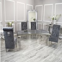Product photograph of Laval Grey Glass Dining Table With 6 Elmira Dark Grey Chairs from Furniture in Fashion