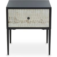 Product photograph of Laxer Wooden Side Table In Grey With Black Metal Frame from Furniture in Fashion