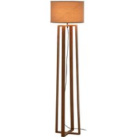 Product photograph of Leap Light Brown Fabric Shade Floor Lamp With Natural Base from Furniture in Fashion