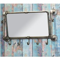 Product photograph of Learo Metal Wall Hung Coat Rack With Mirror In Anthracite from Furniture in Fashion