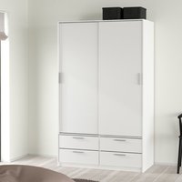 Product photograph of Lebanon Wooden Wardrobe With 2 Sliding Doors 4 Drawers In White from Furniture in Fashion