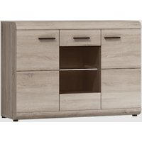Product photograph of Lecco Wooden Sideboard With 3 Doors In Sonoma Oak from Furniture in Fashion