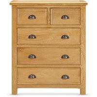 Product photograph of Lecco Wooden Chest Of 5 Drawers In Oak from Furniture in Fashion