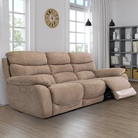 Product photograph of Leda Fabric Electric Recliner 3 Seater Sofa With Usb In Sand from Furniture in Fashion