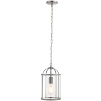 Product photograph of Lembeth 1 Light Clear Glass Pendant Light In Satin Nickel from Furniture in Fashion
