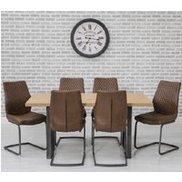 Product photograph of Lenia Dining Table In Oak Effect With 6 Lima Brown Chairs from Furniture in Fashion