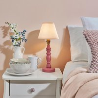Product photograph of Lenoir Vintage White 16cm Shade Wood Table Lamp In Pink Clay from Furniture in Fashion